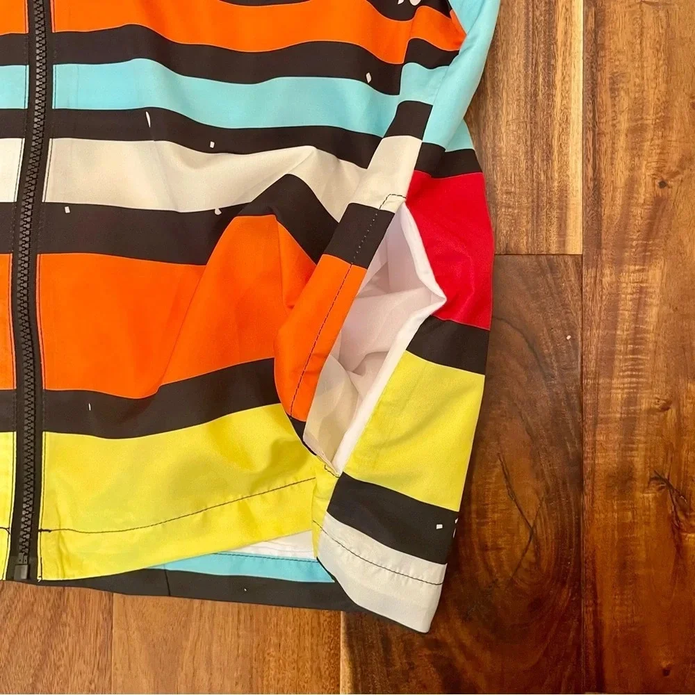 New Disney Parks Star Wars Windbreaker Jacket Size Small Striped Logo Red Blue